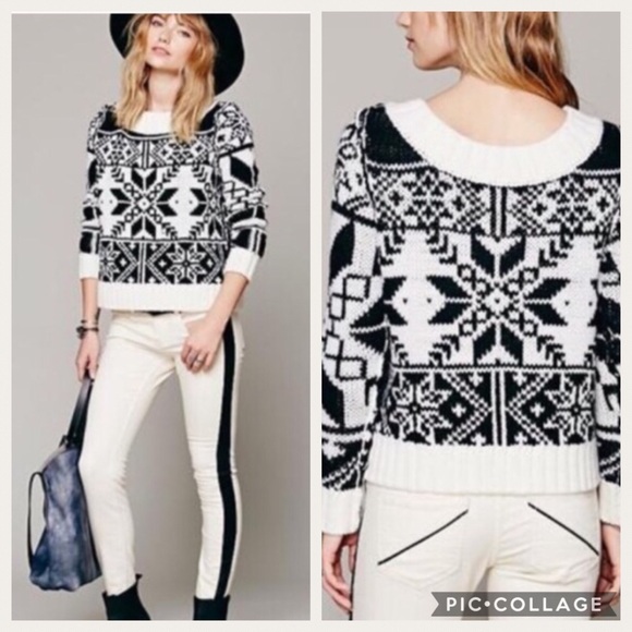 Snowflake Sweater Pullover Wool Xs 
